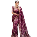 Seduva Women's Silk Printed Saree With Unstitched Blouse 5.5Mtr (Wine)