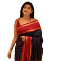 Seduva Women's Silk Printed Saree With Unstitched Blouse 5.5Mtr (Navy Blue)