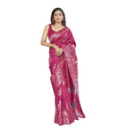 Seduva Women's Silk Printed Saree With Unstitched Blouse 5.5Mtr (Rani Pink)