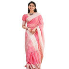 Seduva Women's Cotton  Printed Saree With Unstitched Blouse 5.5Mtr (Pink)