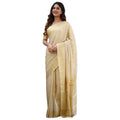 Seduva Women's Silk Printed Saree With Unstitched Blouse 5.5Mtr (Cream)