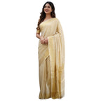 Seduva Women's Silk Printed Saree With Unstitched Blouse 5.5Mtr (Cream)