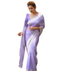 Seduva Women's Cotton  Printed Saree With Unstitched Blouse 5.5Mtr (Lavender)