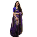 Seduva Women's Silk Printed Saree With Unstitched Blouse 5.5Mtr (Purple)