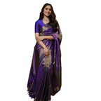 Seduva Women's Silk Printed Saree With Unstitched Blouse 5.5Mtr (Purple)