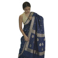 Seduva Women's Cotton  Printed Saree With Unstitched Blouse 5.5Mtr (Navy Blue)