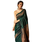Seduva Women's Silk Printed Saree With Unstitched Blouse 5.5Mtr (Green)