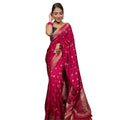 Seduva Women's Silk Printed Saree With Unstitched Blouse 5.5Mtr (Rani Pink)