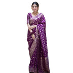 Seduva Women's Silk Printed Saree With Unstitched Blouse 5.5Mtr (Purple)