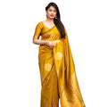 Seduva Women's Silk Printed Saree With Unstitched Blouse 5.5Mtr (Yellow)