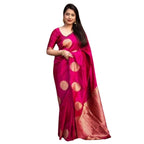 Seduva Women's Silk Printed Saree With Unstitched Blouse 5.5Mtr (Pink)