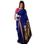 Seduva Women's Silk Printed Saree With Unstitched Blouse 5.5Mtr (Blue)