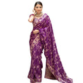 Seduva Women's Silk Printed Saree With Unstitched Blouse 5.5Mtr (Purple)