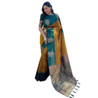 Seduva Women's Silk Printed Saree With Unstitched Blouse 5.5Mtr (Yellow)