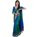 Seduva Women's Silk Printed Saree With Unstitched Blouse 5.5Mtr (Blue)