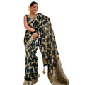 Seduva Women's Silk Printed Saree With Unstitched Blouse 5.5Mtr (Dark Green)