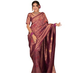 Seduva Women's Silk Printed Saree With Unstitched Blouse 5.5Mtr (Wine)