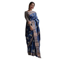 Seduva Women's Silk Printed Saree With Unstitched Blouse 5.5Mtr (Navy Blue)