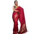 Seduva Women's Silk Printed Saree With Unstitched Blouse 5.5Mtr (Red)