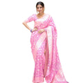 Seduva Women's Silk Printed Saree With Unstitched Blouse 5.5Mtr (Pink)