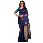 Seduva Women's Silk Printed Saree With Unstitched Blouse 5.5Mtr (Navy Blue)