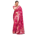 Seduva Women's Silk Printed Saree With Unstitched Blouse 5.5Mtr (Pink)