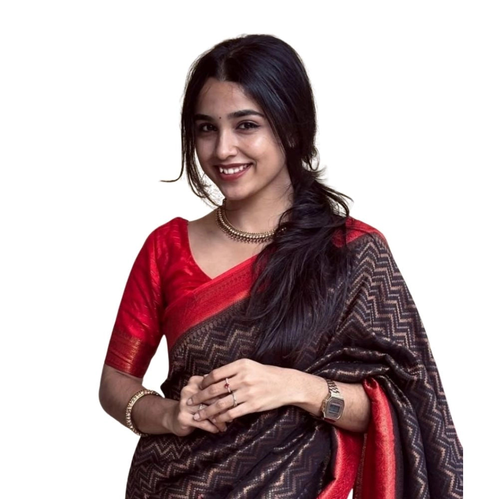 Seduva Women's Silk Printed Saree With Unstitched Blouse 5.5Mtr (Brown)