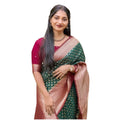 Seduva Women's Silk Printed Saree With Unstitched Blouse 5.5Mtr (Green-Red)