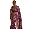 Seduva Women's Silk Printed Saree With Unstitched Blouse 5.5Mtr (Purple)