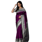 Seduva Women's Silk Printed Saree With Unstitched Blouse 5.5Mtr (Purple)