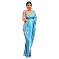 Seduva Women's Silk Printed Saree With Unstitched Blouse 5.5Mtr (Sky Blue)