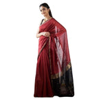 Seduva Women's Cotton  Printed Saree With Unstitched Blouse 5.5Mtr (Red)