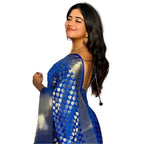 Seduva Women's Silk Printed Saree With Unstitched Blouse 5.5Mtr (Royal Blue)