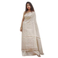 Seduva Women's Cotton  Printed Saree With Unstitched Blouse 5.5Mtr (Cream)