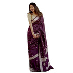 Seduva Women's Cotton  Printed Saree With Unstitched Blouse 5.5Mtr (Purple)