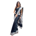 Seduva Women's Silk Printed Saree With Unstitched Blouse 5.5Mtr (Black)