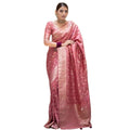 Seduva Women's Silk Printed Saree With Unstitched Blouse 5.5Mtr (Peach)