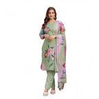 Seduva Women's Cotton Blend Printed Kurti With Pant Dupatta Set (Mehendi)