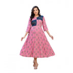 Seduva Women's Rayon  Print With Embroidery Work A-Line Kurti (Wine)