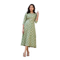 Seduva Women's Rayon  Print With Embroidery Work A-Line Kurti (Green)