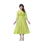 Seduva Women's Rayon Print With Embroidery Work A-Line Kurti (Parrot)