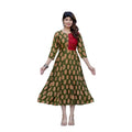 Seduva Women's Rayon Print With Embroidery Work A-Line Kurti (Dark Green)