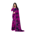 Seduva Women's Georgette Printed Saree With Unstitched Blouse 5.5Mtr (Purple)