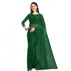 Seduva Women's Net Self Design Saree With Unstitched Blouse 5.5Mtr (Green)