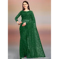 Seduva Women's Net Self Design Saree With Unstitched Blouse 5.5Mtr (Green)
