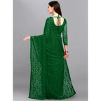 Seduva Women's Net Self Design Saree With Unstitched Blouse 5.5Mtr (Green)