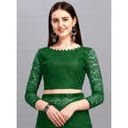Seduva Women's Net Self Design Saree With Unstitched Blouse 5.5Mtr (Green)