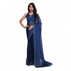 Seduva Women's Jimmy choo Embellished Bollywood Saree With Unstitched Blouse 5.5Mtr (Blue)