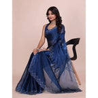 Seduva Women's Jimmy choo Embellished Bollywood Saree With Unstitched Blouse 5.5Mtr (Blue)