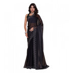 Seduva Women's Jimmy choo Embellished Bollywood Saree With Unstitched Blouse 5.5Mtr (Black)